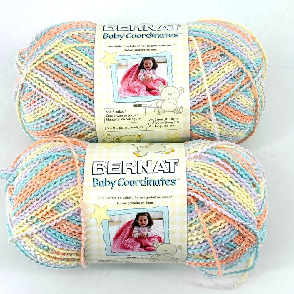 Bernat Baby Coordinates Cotton Candy Yarn Lot Of 2 Light 3 392 Yds 4.25 Oz Each